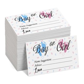 50 Gender Reveal Party Voting Cards,Baby Shower Game Cards, Boy or Girl Vote Gender Reveal Game Cards for Baby Shower Party Supplies, Blue and Pink, 3.5 x 2 Inches