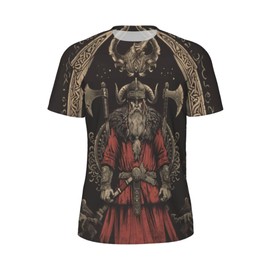 3D Pattern Print T-Shirt Viking Warrior Design Breathable Cool Lightweight Flexible Easy to Match Diverse and Stylish Perfect for Casual Wear Size XL