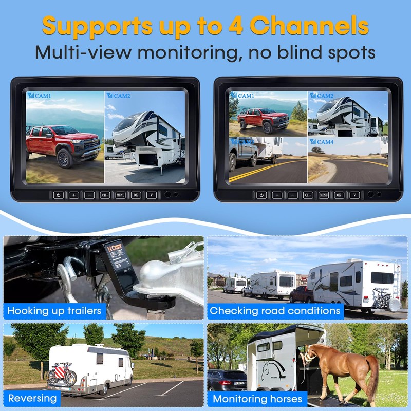 Wireless RV Backup Camera 7-inch for Trailer: Easy Setup Solar