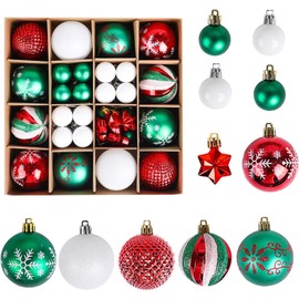 Christmas Ornament Set, Set of 44, Christmas Balls, Christmas Tree Decorations, Stylish, Gorgeous, Room Coffee Shop, Shop Decoration, New Year, Home Use, Atmosphere Decoration (Red)