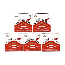 Original Nasara Kinesiology Tape 5 cm x 5 m 5 Rolls Red