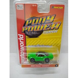 Auto World SC410-2B 1969 Camaro HO Scale Electric Slot Car - Neon Green and Black