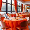 Niuara Orange Plastic Table Cloth - 15 Pack 84" Round