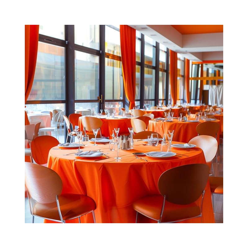 Niuara Orange Plastic Table Cloth - 15 Pack 84" Round