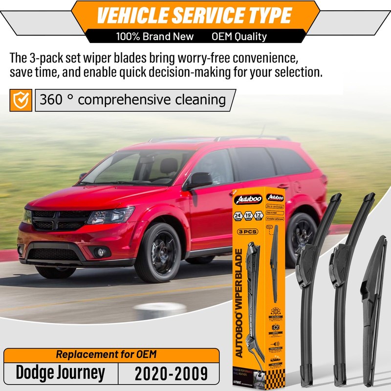 AUTOBOO 24"+19" Windshield Wipers Blades Replacement for 2009-2018 2019 2020