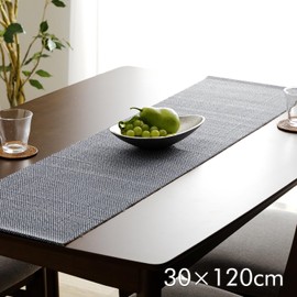 Ikehiko #1101300190601 Bamboo Table Runner, Jeans, Approx. 11.8 x 47.2 inches (30 x 120 cm), Navy, Denim Style, Cool, Natural Material, Wipe-able, Fashionable, Scandinavian Style, Modern Japanese