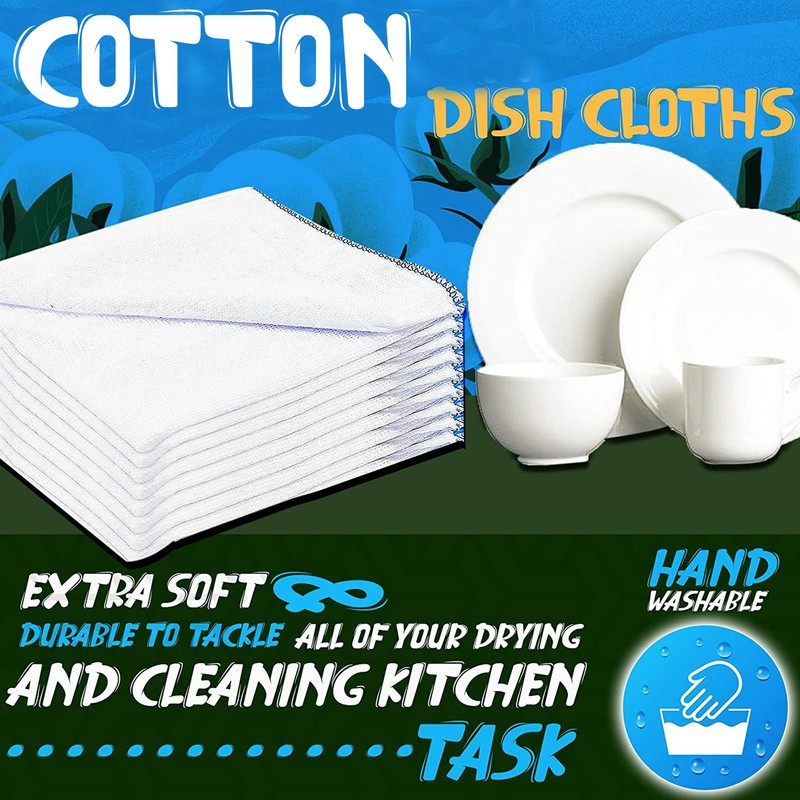 Towelogy® Pack Of 3 White Cotton Dish Cloths Extra Large