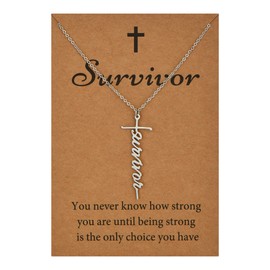 SANNYRA Survivor Necklace for Women - Stainless Steel Necklaces for Womens - Inspirational Pendant Gift for Her