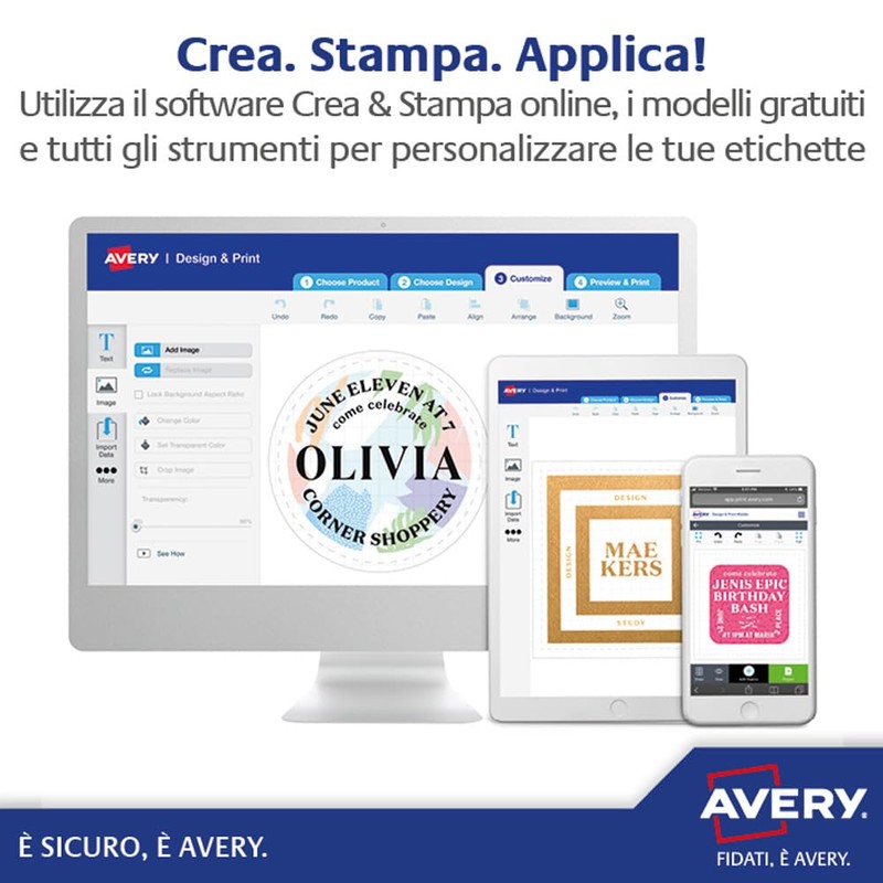 Avery L4743REV-25 Printable, Customisable Removable Labels, 12 Labels per Sheet,