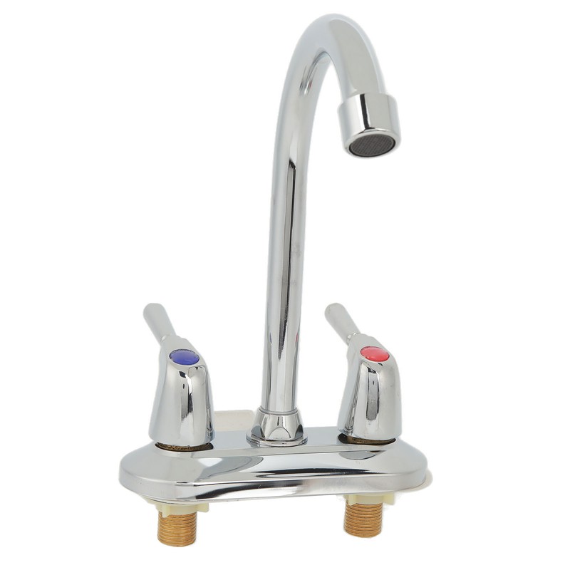 Sink Faucet 2 Handle 2 Holes Deck Plate Design Hot