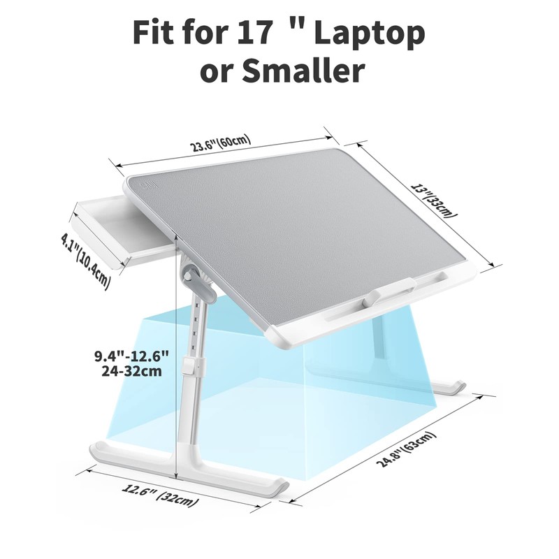 SAIJI Laptop Bed Tray Table, Adjustable PVC Leather Laptop Bed