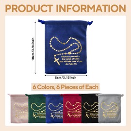 36 Pack Catholic Rosary Pouch Rosary Bag Rosary Holder Velvet Drawstring Bag for First Communion Baptism Catholic Confirmation Gifts Prayer Beads Storage