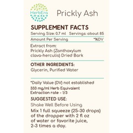 Prickly Ash B60 Alcohol-Free Herbal Extract Tincture, Super-Concentrated Prickly Ash (Zanthoxylum Clava-herculis) 2 fl oz