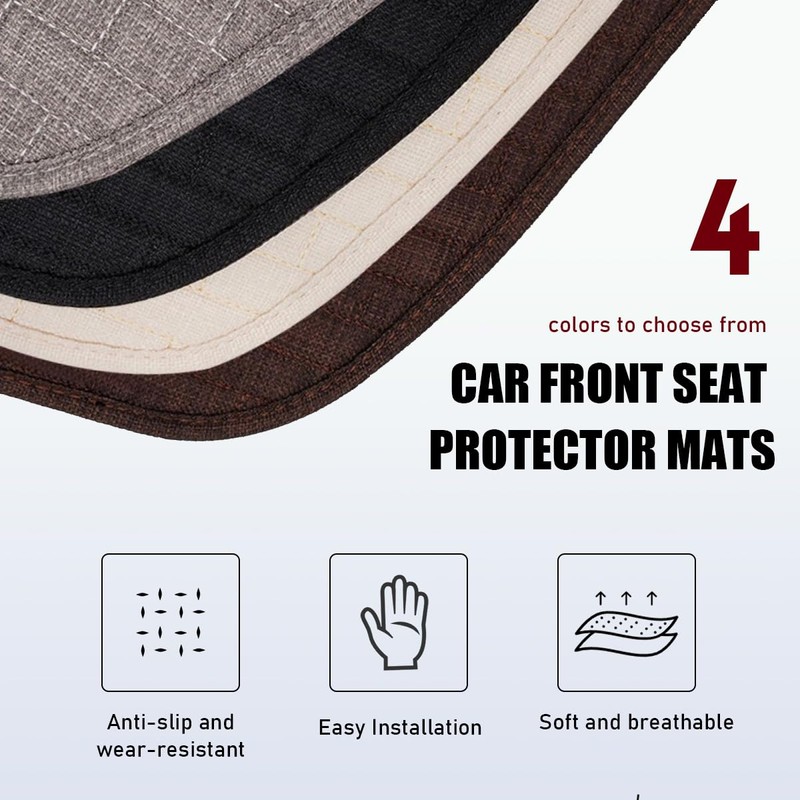 Yourkar 4PCS Car Seat Cover Pad, Breathable Auto Front Seat