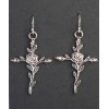 Handmade Cross Rose Charm Earrings 925 sterling silver hooks pewter