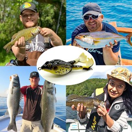 ACHUN Frog Fishing Bait Double Propeller Soft Lure Kit, Especially for Bass Freshwater Saltwater Fishing Lures (Green-12pcs)