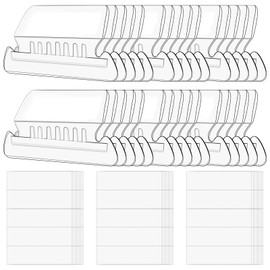 Swpeet 100Pcs Hanging File Folder Labels Tabs with Inserts, File Folder Tabs Clear Plastic Hanging File Tabs for Quick Identification of Hanging Files, Easy to Read, Hanging File Inserts