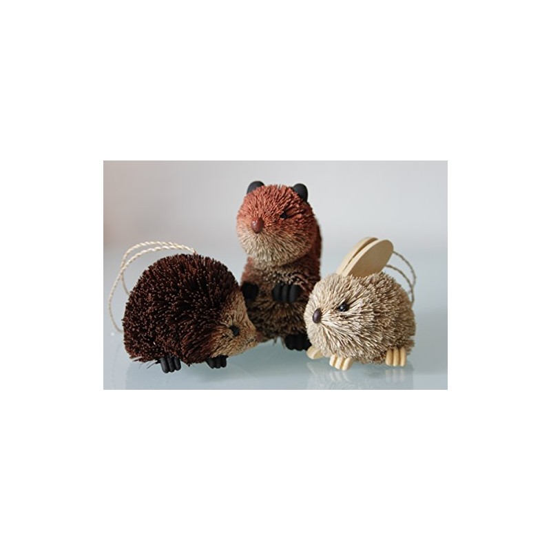 Woodland Animals cone cone/wood bristle Christmas Decoration set of 3