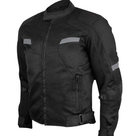 Mens Motorcycle Perforated Light Weight Reflective Textile Mesh CE armor Rated Jacket (L)