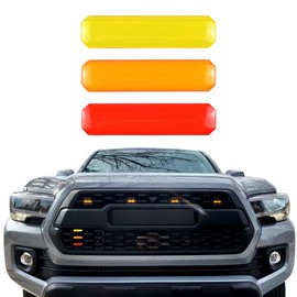 Boigoo 3-Color Stripe Grille Emblem Badge Sticker Compatible for 2016-2021 Toyota Tacoma TRD Pro Grille - Yellow/Orange/Red Tacoma Body Decoration Accessories…