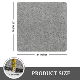 Non-Slip Shower Mat - Comfort Bath Tub Mats with Drain - PVC Loofah Bathroom Floor Mat for Wet Areas - Easy to Clean-Quick Drying (Grey, 60 x 60cm)