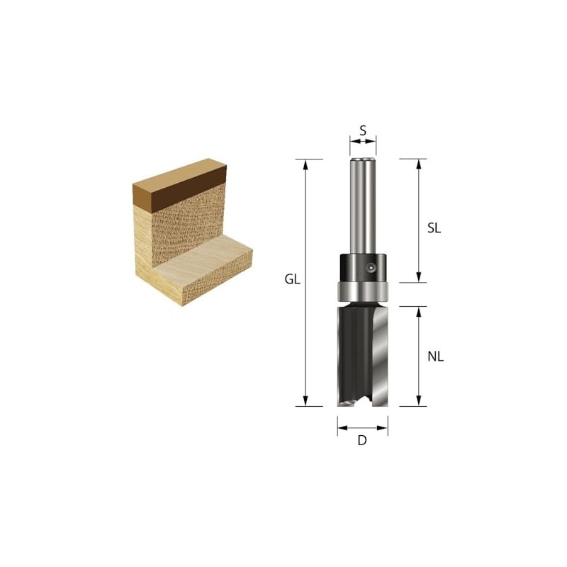 ENT 11663 Flush Cutter HW, Shank (S) 8 mm, Diameter