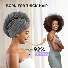Umisleep - Paquete de 3 toallas de microfibra para cabello rizado, toalla de secado de cabello súper absorbente para mujeres, niños, accesorios para el cuidado del cabello, turbante para cabello