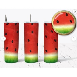 Unbranded Watermelon, Skinny 20oz Tumbler W/ Lid & Straw