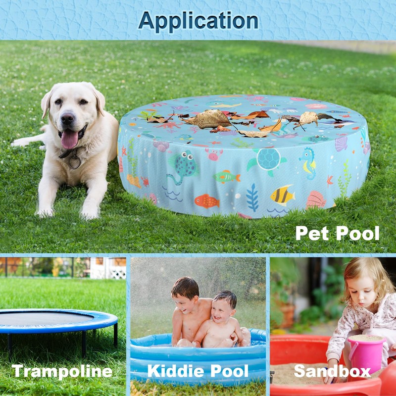 Docuwee Round Pool Cover 71", Foldable Kiddie Solar Cover Fit