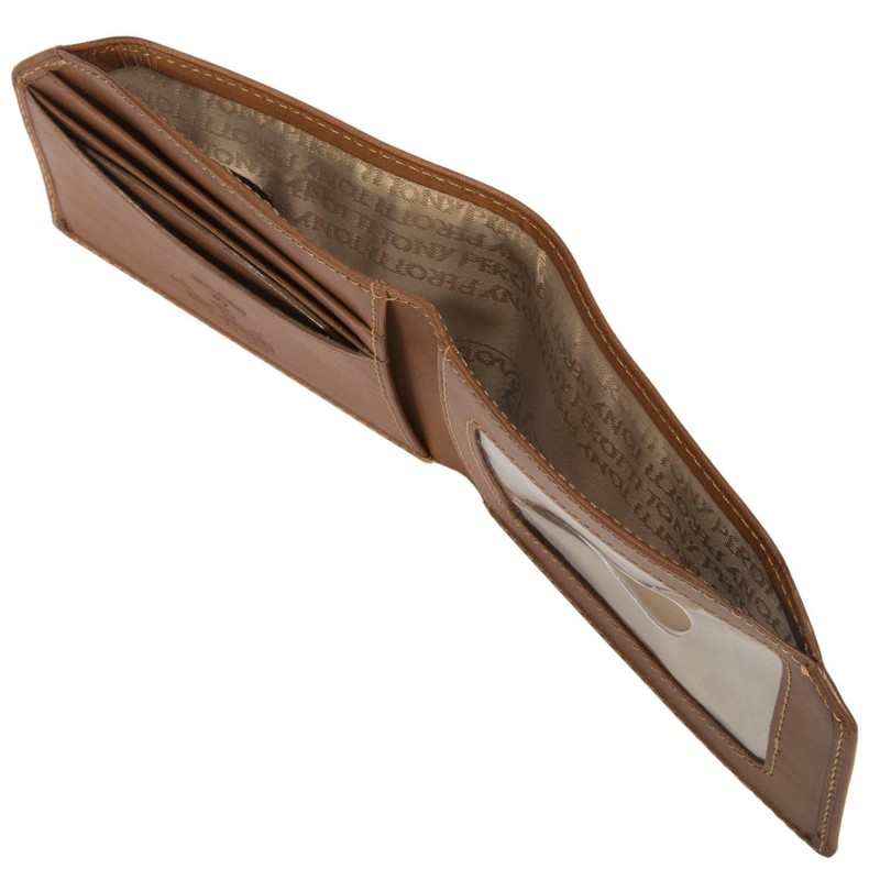 Tony Perotti Italian Leather Slim Front Pocket Bifold Edge Wallet,