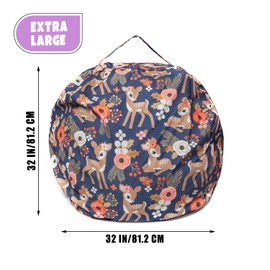 SANFERGE Cuddly Toy Storage Bean Bag Cover - Toy Organiser for Children, Teenagers and Adults - Durable Canvas with YKK Zip (Cover Only), Large 32 Inches