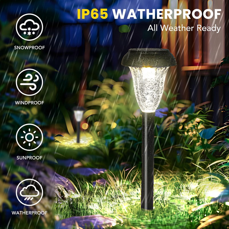 GIGALUMI 16 Pack Solar Light Outdoor Waterproof, Cool White Pathway