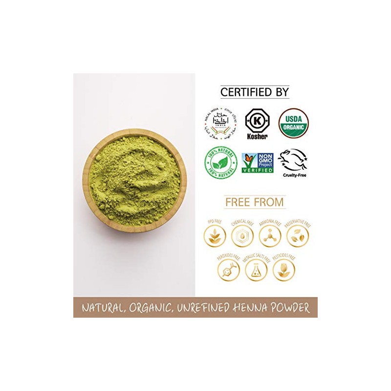 100% Orgánico Usda Polvo de Henna Castaño Claro para Tinte