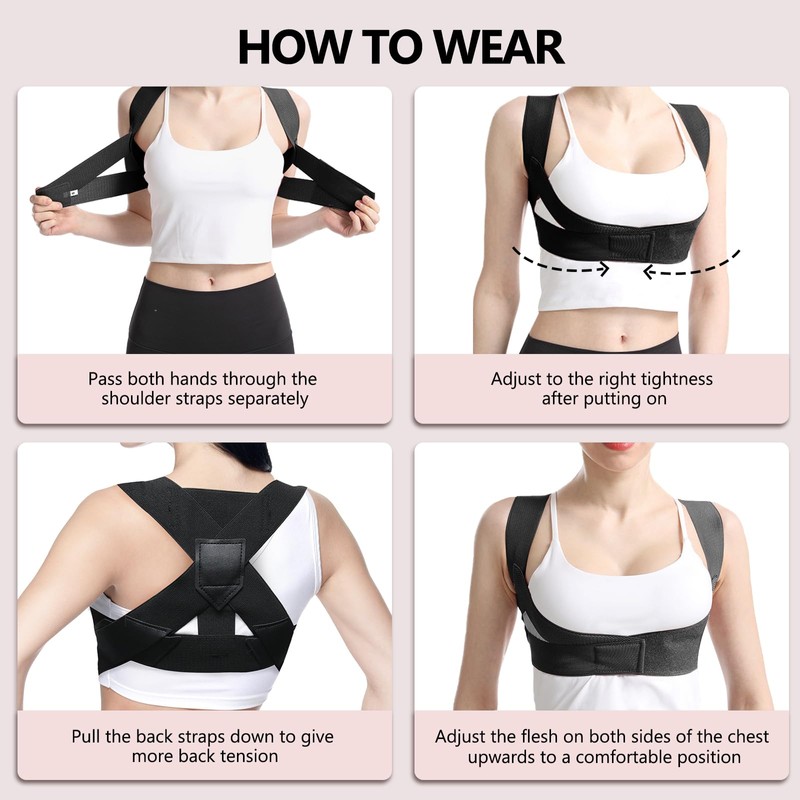 wokdsbl Posture Corrector Women & Men,Comfortable Elastic Adjustable Back Support