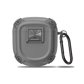QINOUK Case for Bose QuietComfort Earbuds II, [Shockproof] Robust TPU Protective Case with Carabiner, Full Body Protection, Compatible with Bose QuietComfort Earbuds II-Grey