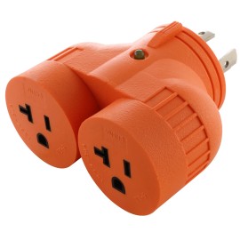 AC WORKS® 30A 125/250V NEMA L14-30 Male to 2 NEMA 5-20R V-DUO Outlet Splitter by AC WORKS®