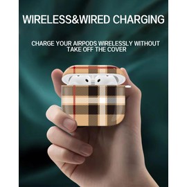 Cute Hard Case Compatible with AirPod 4 Case Cover,Cute with Golden Keychain, Soft TPU Protective Shockproof Case for Girls Women (Beige Tartan Plaid)