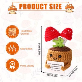 TOYMIS Positive Mushroom, Emotional Doll Support Knit Mushroom Positive Crochet Knitted Food for Encouraging Gift Home Office Decoration Festive Gift Toy Decor(Red)