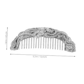 Baluue Collection Enhancer: Dragon and Phoenix Silver Comb Styling and Grooming Tool Retro Jewelry Comb Present