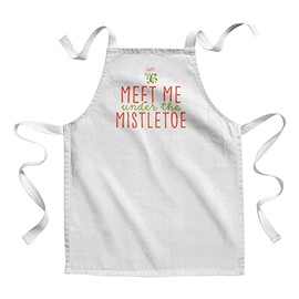 Fabulous Children's Kitchen Apron - Paint Meet Me Under the Mistletoe Noel Hiver Cadeau Père Noel - Premium Quality, White