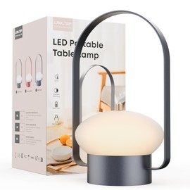 LROLTEF Cordless Lantern Table Lamp LED, Portable Camping Lantern Light Dimmable,Touch Lamp Rechargeable for Bedroom, Outdoor, 3 Color Temperatures, Gray