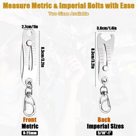 zxbaers 2PCS Portable Precision Thread Size Checker Keychain, Thread Size Verification Tool, Quick Measurement Tool, Nut and Screw Thread Checker for Quick Measurement
