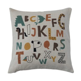 Creative Co-Op Kids Cotton Alphabet Print Throw, Multicolor Pillow, Multi