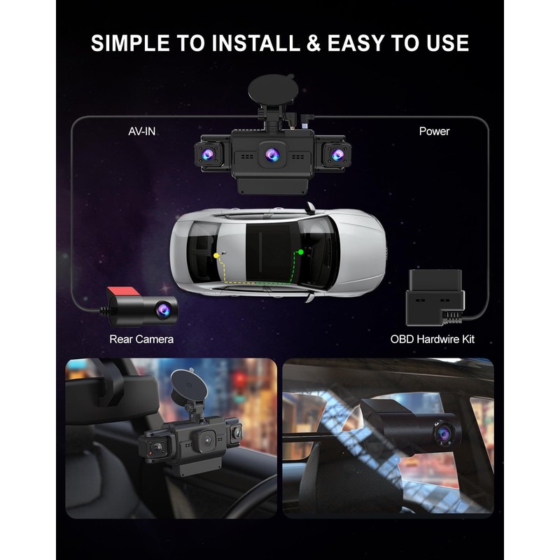Dash Cam Front and Rear, 4-Channel 360° Coverage Car Dash