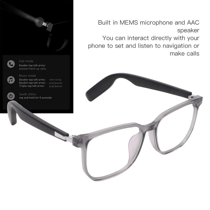 Smart Glasses, IP67 Waterproof Bluetooth Glasses, Blue Light Blocking Touch