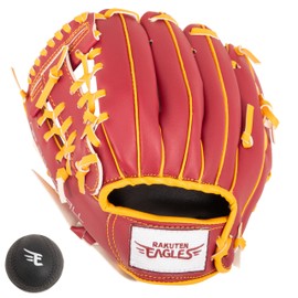 Rakuten Golden Eagles x GP Baseball Gloves for Kids with Soft Balls for Elementary School Lower Grades, 9 Inches, Left Throw