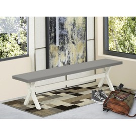 East West Furniture XB097 X-Style Mid Century Modern Dining Bench with Solid Wood Seat, 72x15x18 Inch, Multi-Color