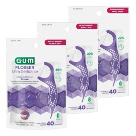 Flosser Gum Ultra Deslizante Menta 3 Packs De 40 unidades Cu