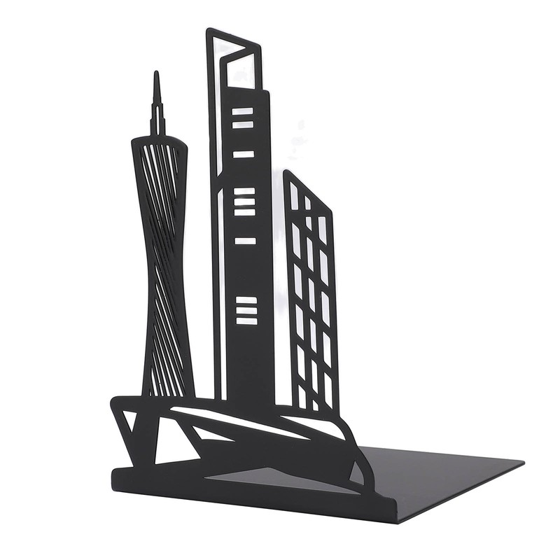 4pcs Bookends Black Architectural Style Decorative Non Slip Metal Desktop