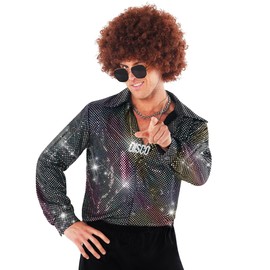 Morph Disco Shirt Costume Men - Mens Disco Outfit - Mens Disco Costume - Mens 70s Costume - 70s Disco Outfits for Men L Silver